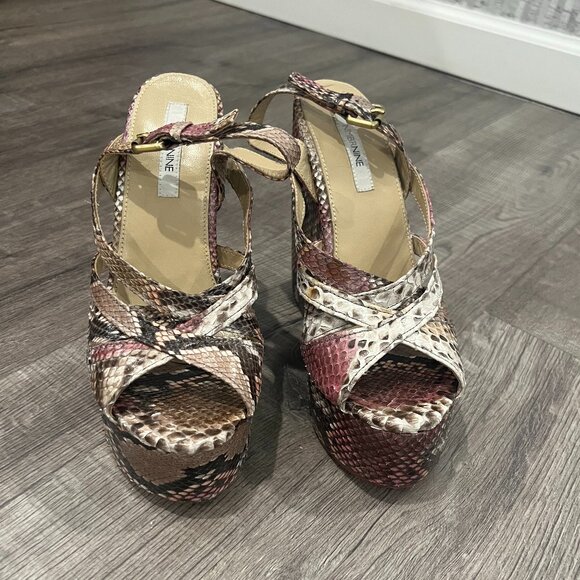 NMBR NINE Wedge Python-Pink Multi Platform Wedges Size 38 - Picture 1 of 3